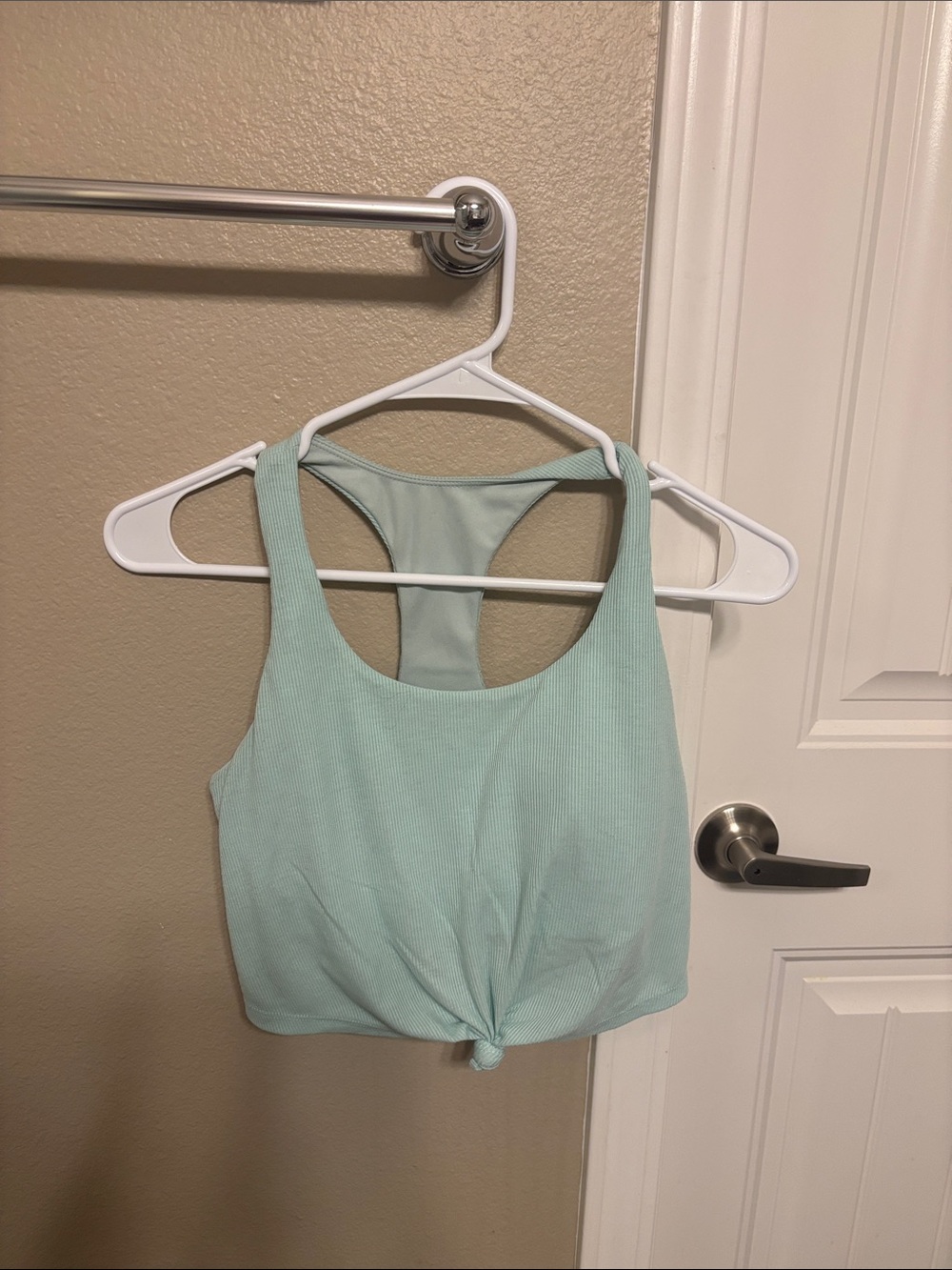 JoyLab Mint Ribbed Racerback Knot Front Sports Bralette